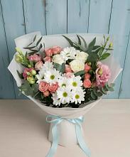 Букет цветов из:  Розы, Лизиантусы и Хризантемы #REPLACE_PRED# Чернь