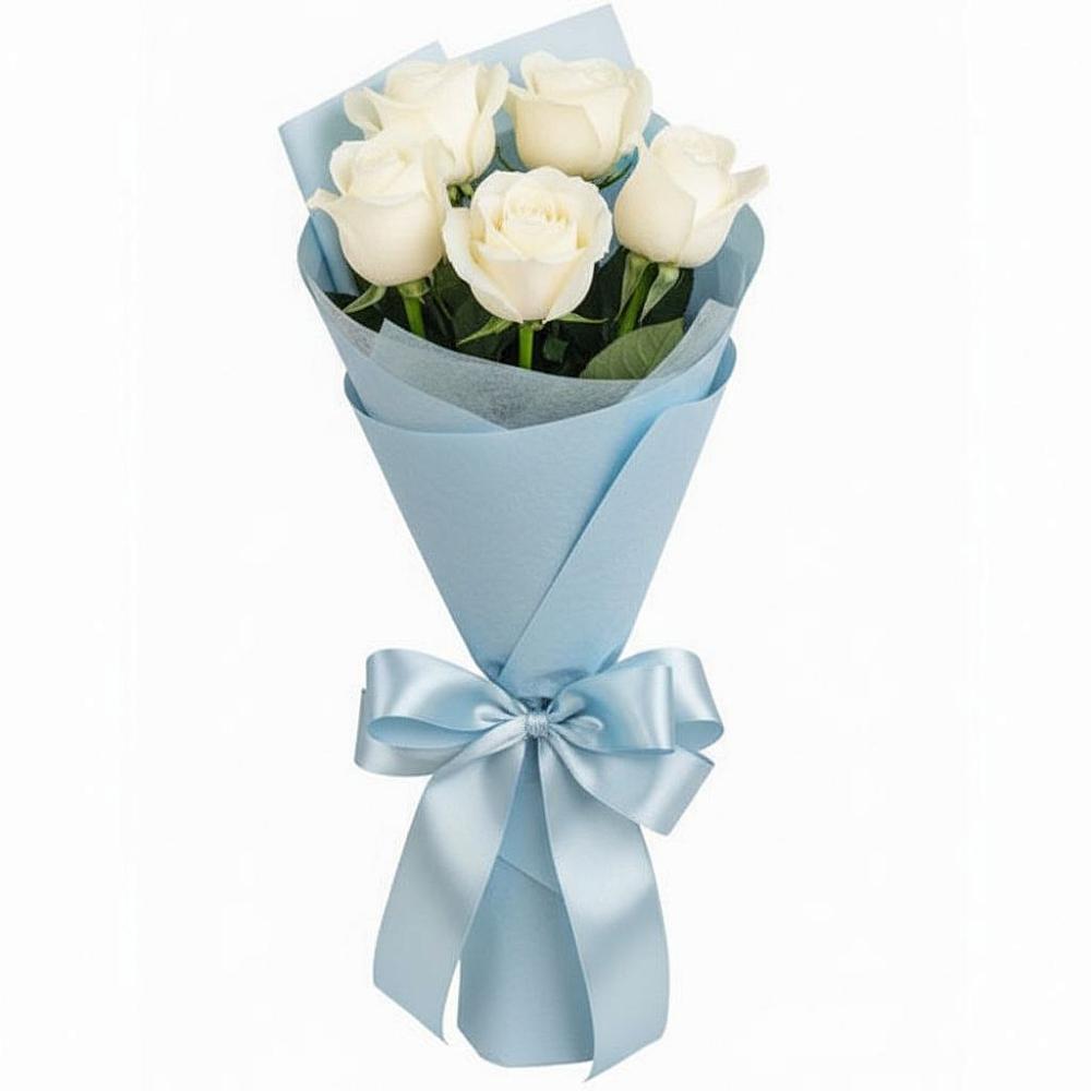 Букет 5 Белых роз Проуд в Чернь