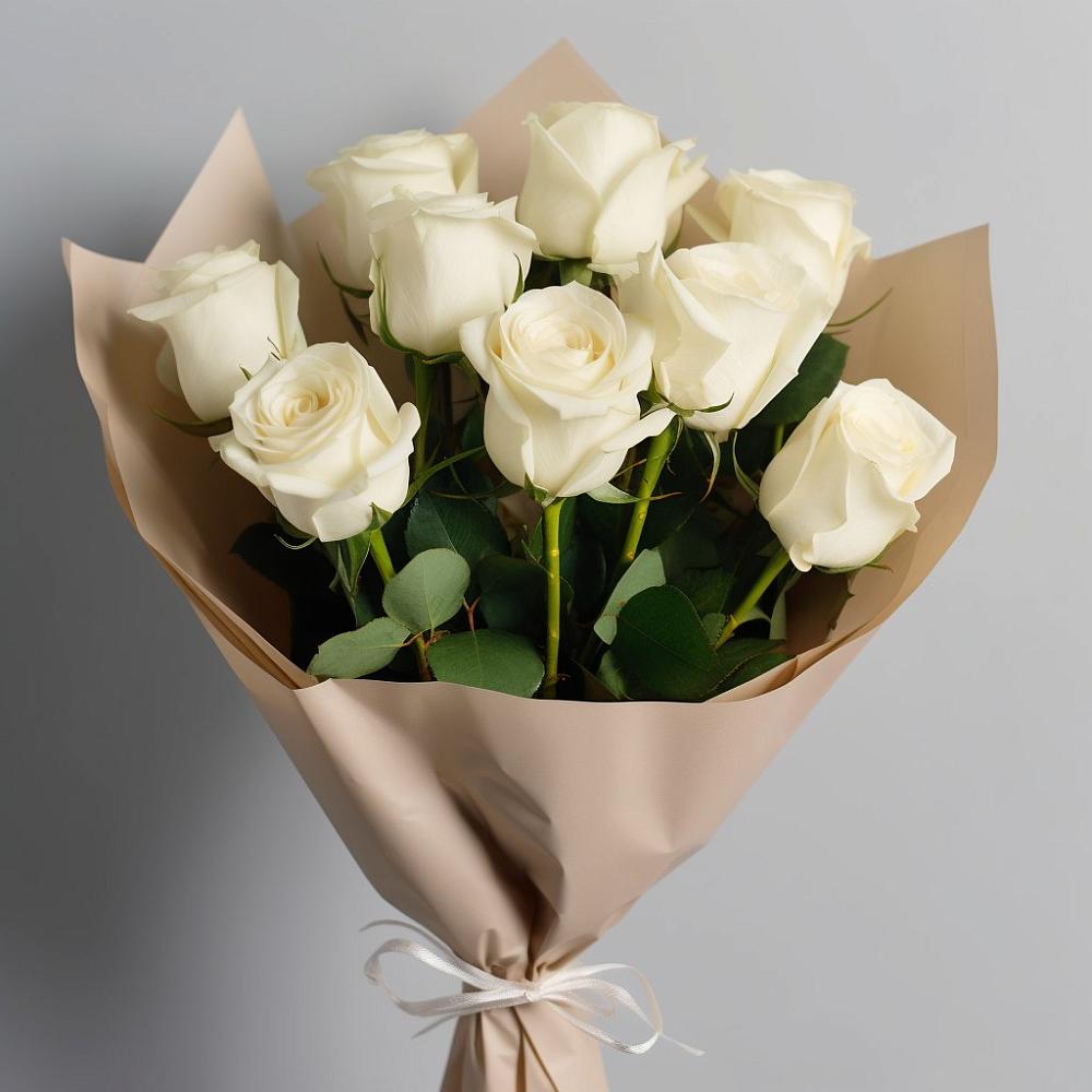 Букет 9 Белых роз Эдлесс Лав в Чернь