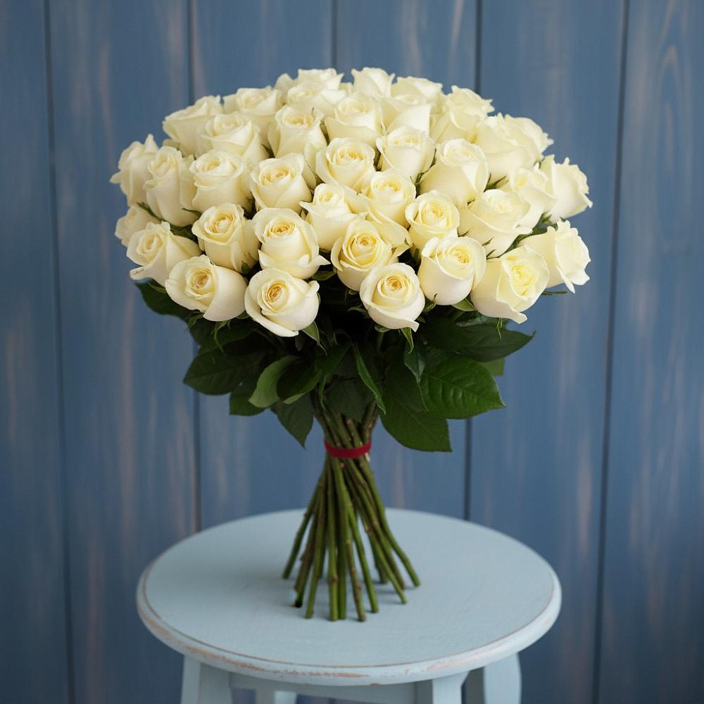 Букет 51 Белая роза Эдлесс Лав в Чернь