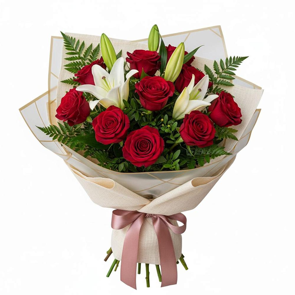 Букет цветов из: Лилии и Розы в Чернь