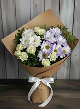 Букет цветов из:  Хризантемы и Розы в Чернь