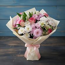 Букет цветов из:  Хризантемы, Альстромерии и Розы в Чернь