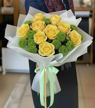 Букет цветов из:  Хризантемы и Розы #REPLACE_PRED# Чернь