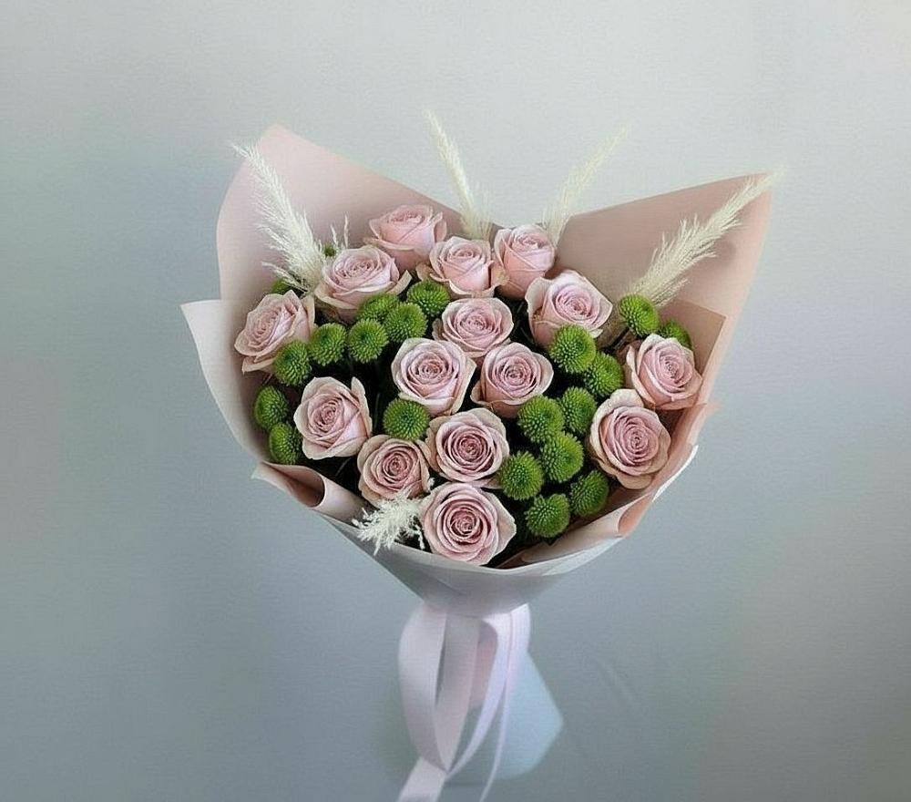 Букет цветов из: Розы и Хризантемы в Чернь