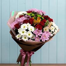 Букет цветов из:  Розы, Хризантемы и Альстромерии #REPLACE_PRED# Чернь