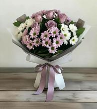 Букет цветов из:  Хризантемы и Розы в Чернь