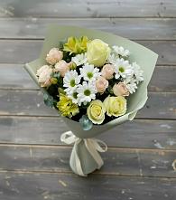 Букет цветов из:  Альстромерии, Розы и Хризантемы в Чернь