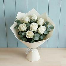 Букет Белые розы в Эвкалипте #REPLACE_PRED# Чернь